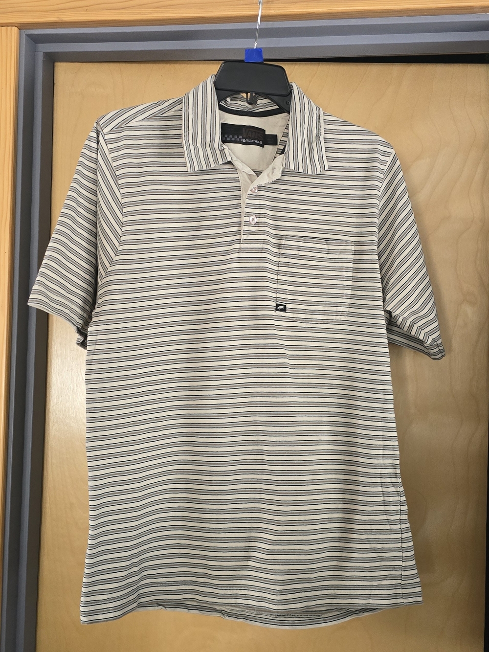 Vans Cream Striped Short Sleeve Polo Shirt